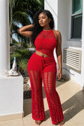 Handmade Red Crochet Two-Piece Set – Bold & Sexy Summer Outfit