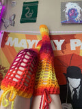 Fire Gradient Crochet Leg Warmers - Hand-Knit Open Mesh