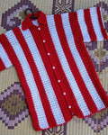 Red & White Handmade Crochet Shirt